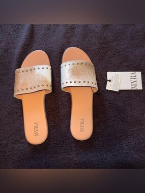 Studded Cowhide Flats